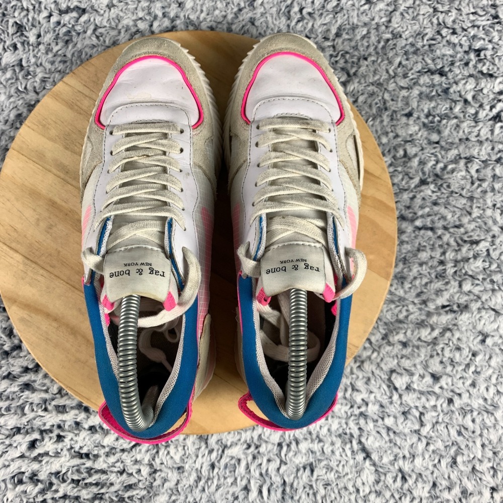 Rag & Bone Retro Runner 2.0 Sneakers Women's EU 36 US 6 White Pink Multi Low Top - Picture 6 of 12